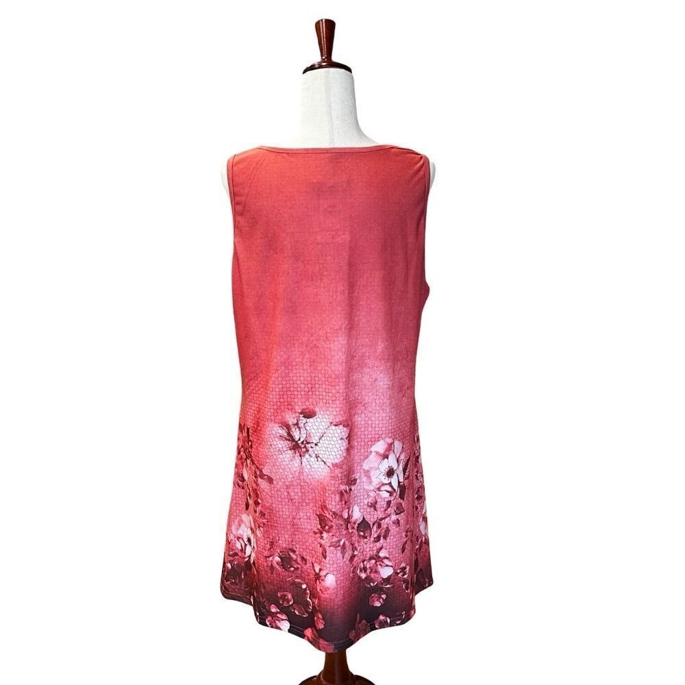 NWT Disamer Sleeveless Sundress / Cover-Up Floral Pattern Pink Red XL - Picture 2 of 10